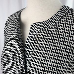 Talbots Blouse in Black & White Geometric Pattern